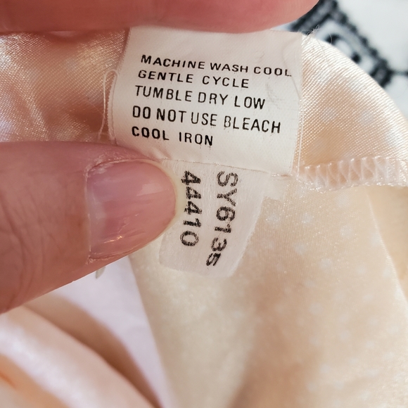 Vintage Katherine Camisole Slip Dress Sleep Top Satin Pink White Polka-d… - Picture 14 of 14